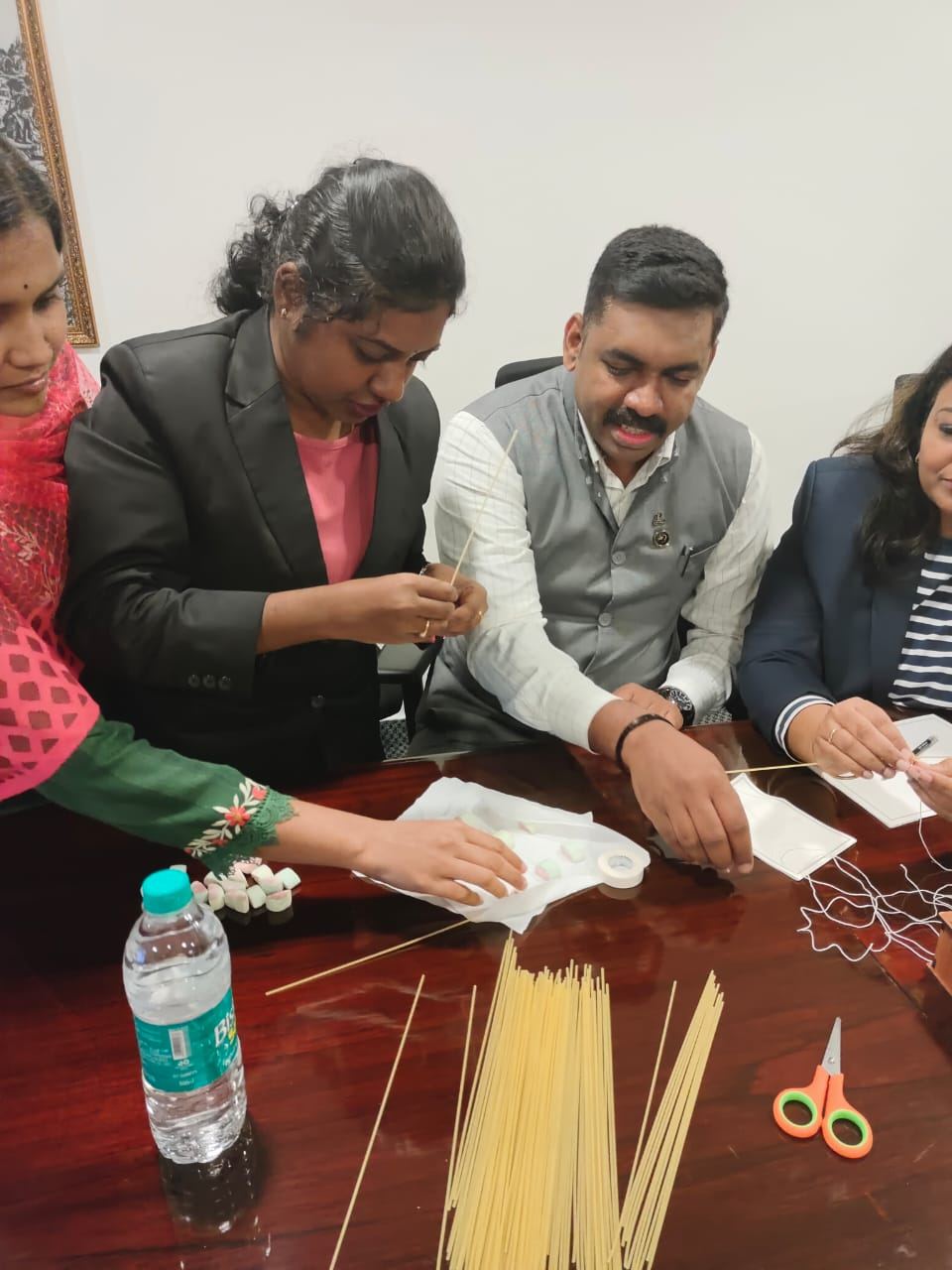 Team members working on the challenge